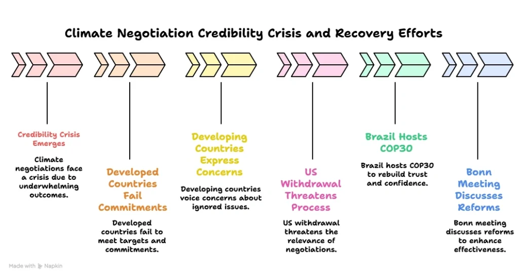 Climate Negotiation Credibility Crisis and Recovery Efforts: