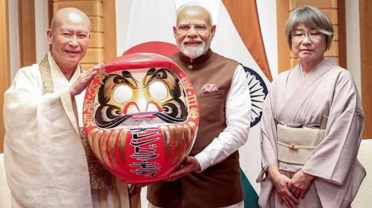 Prime Minister Narendra Modi was presented a Daruma doll by Reverend Seishi Hirose