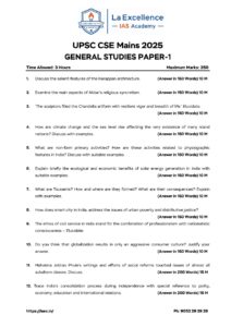UPSC Mains 2025 GS PAPER-I Official Question Paper