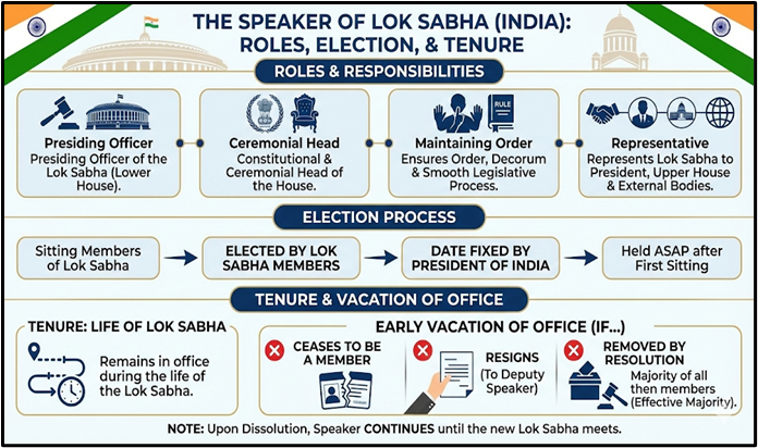 The Speaker of Lok Sabha (India): Roles, Election, & Tenure
