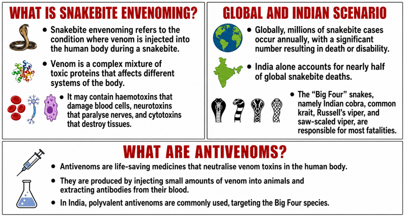 What is Snakebite Envenoming?
&
Global and Indian Scenario