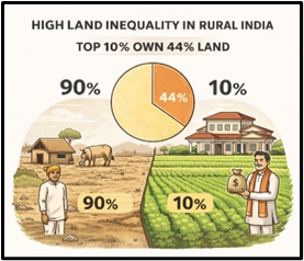 HIGH LAND INEQUALITY IN RURAL INDIA: TOP 10% OWN 44% LAND