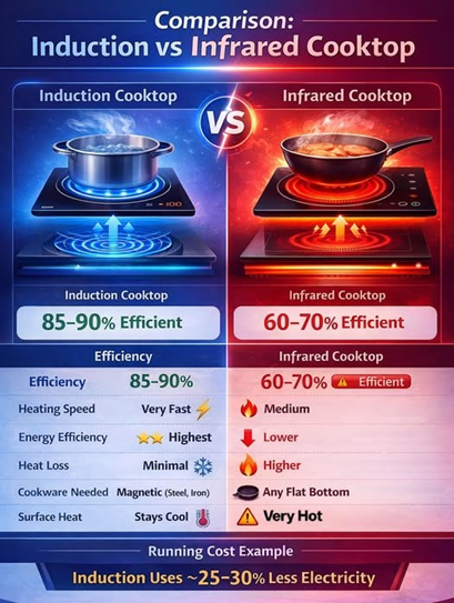 Comparision of Induction Vs. Infrared Cooktop